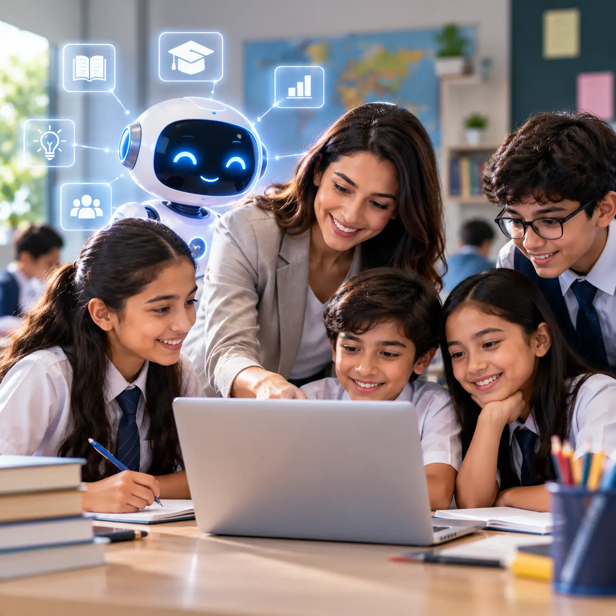Teacher using digital learning technology